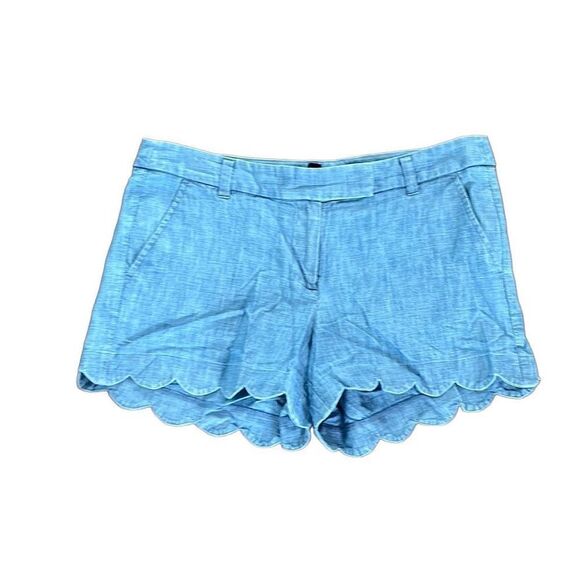 J Crew chambray scalloped shorts Sz 8 - Picture 1 of 3